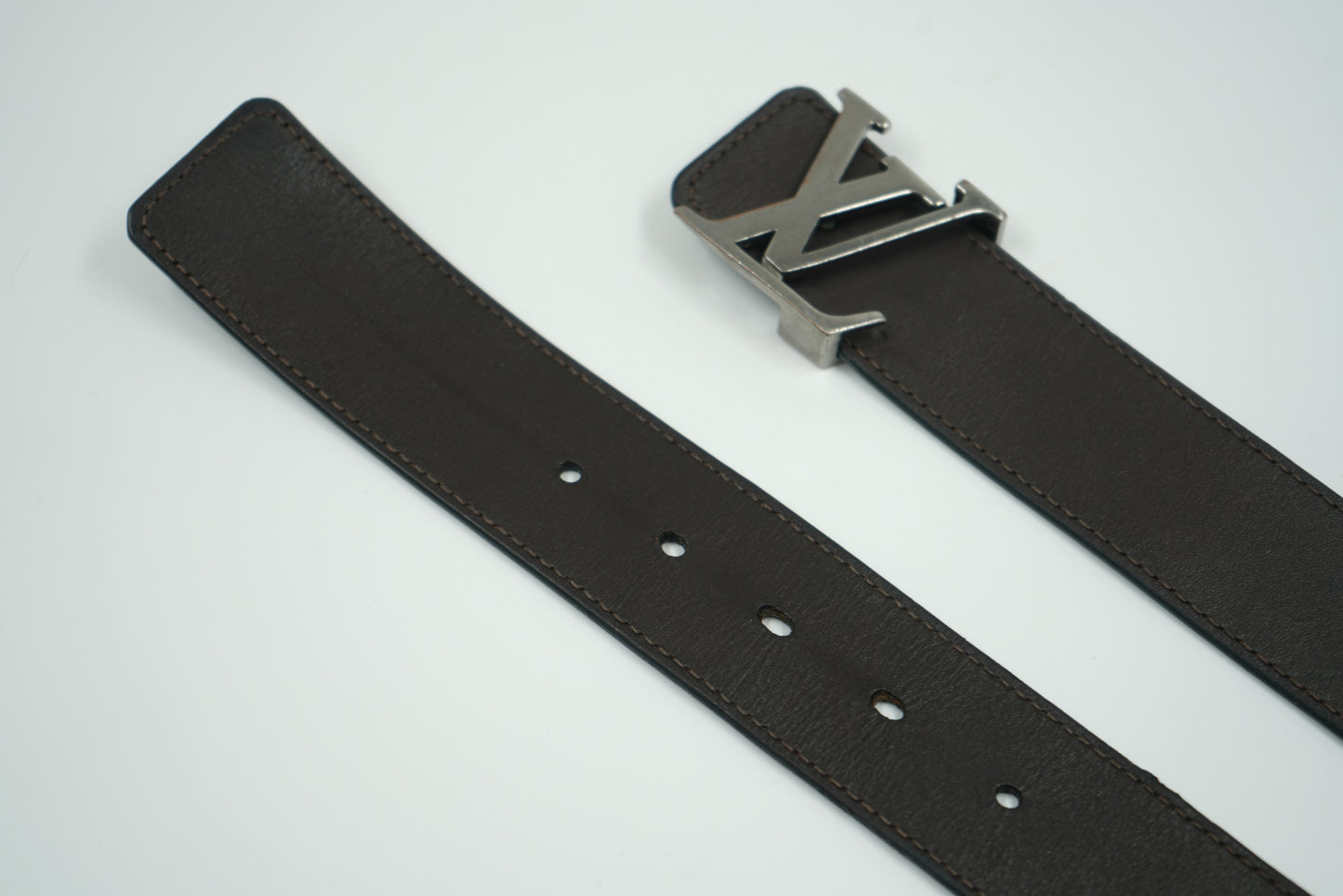 Louis Vuitton Silver Buckle Brown/Black Reversible Belt