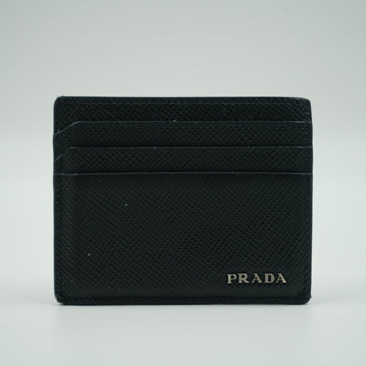 Prada Saffiano Black Leather Cardholder