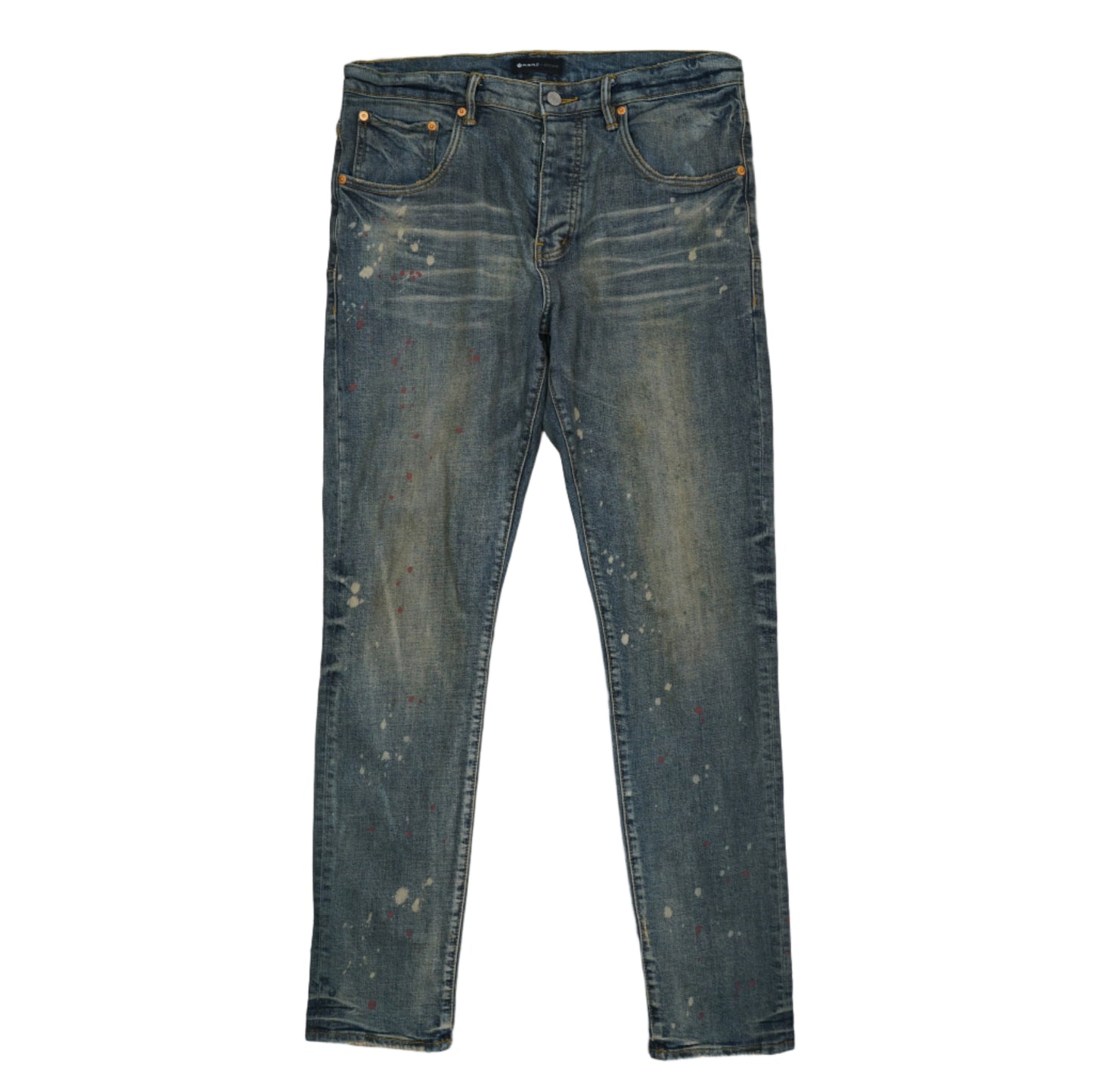 Purple Brand Style P002 Color Stains Blue Faded Jeans