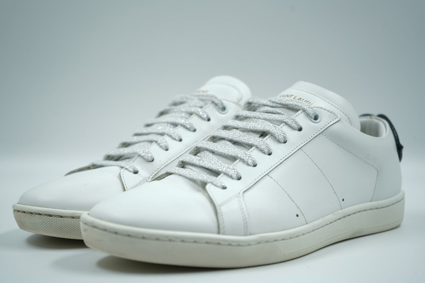 Saint Laurent Lips Classic Court White Sneakers