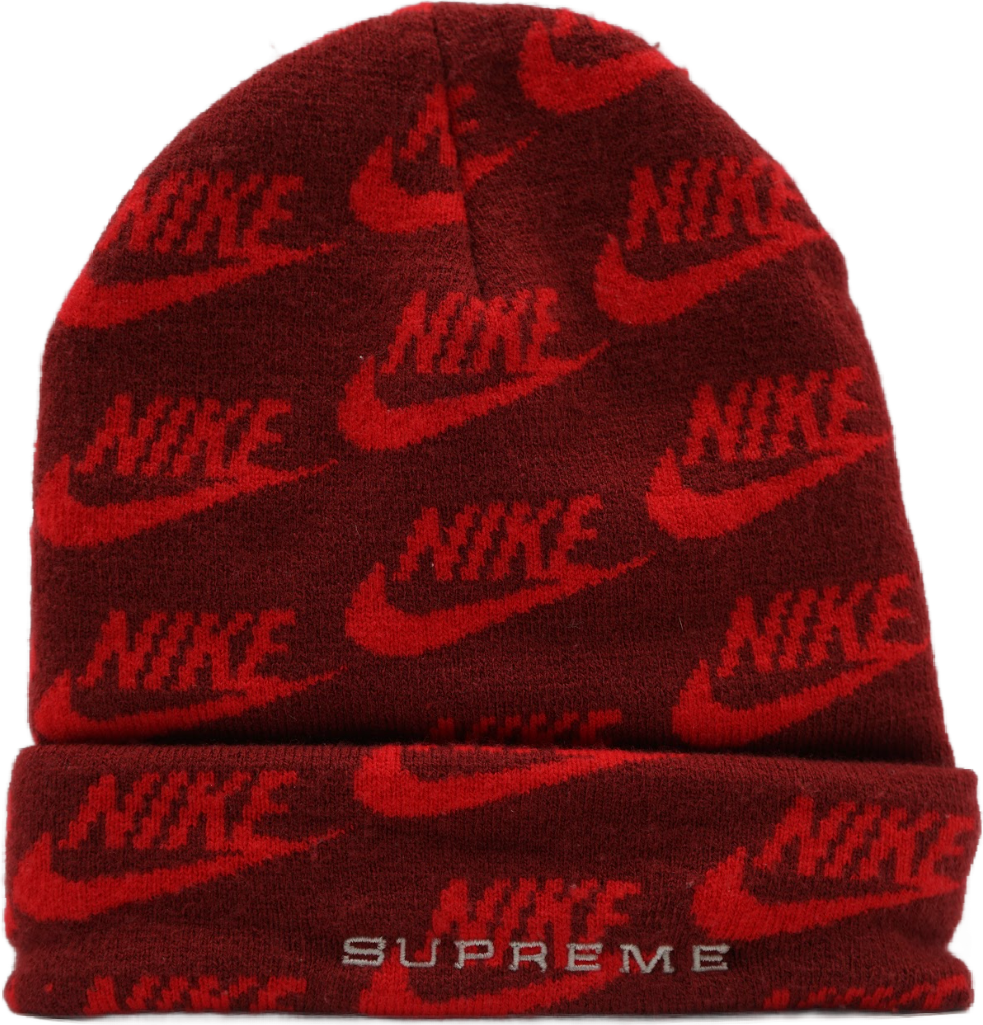 Supreme x Nike All Over Logos Red Beanie (Pre-owned)