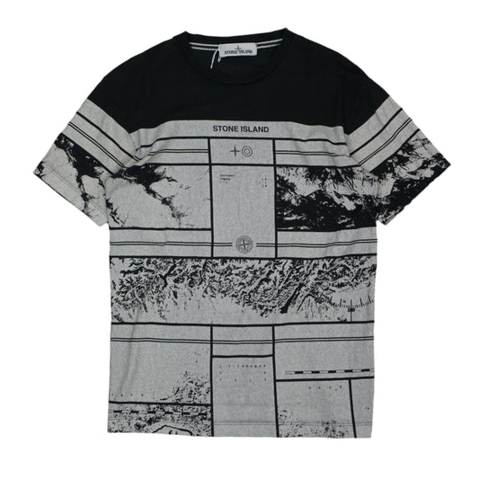 Stone Island All Over Print Black/Grey T-Shirt