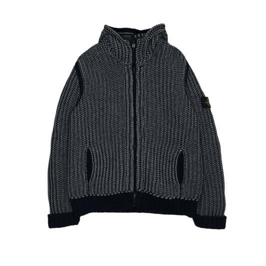 Stone Island President Black Grey Knit Cardigan