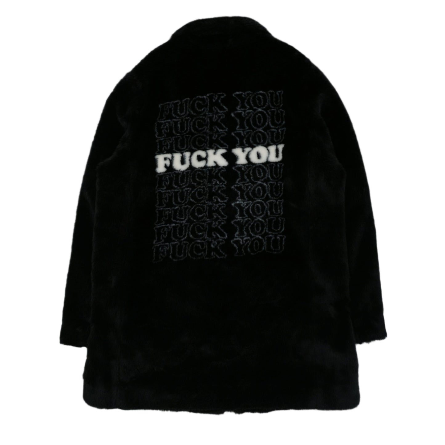 Supreme Hysteric Glamour Fuck You Black Fur Coat