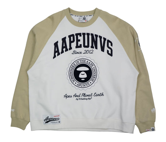 AAPE College Front Print White/Beige Sweatshirt - BAPE - SecondPlace