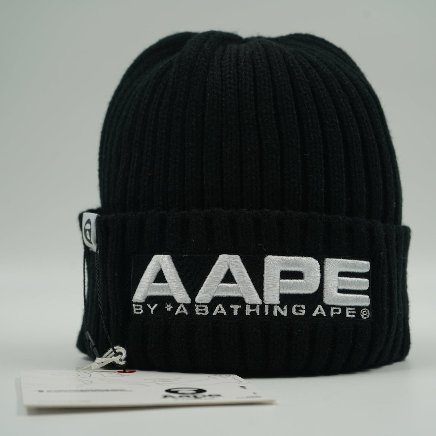 AAPE Ribbed Black Beanie - BAPE - SecondPlace