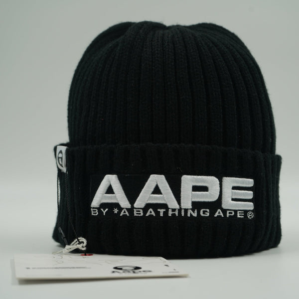 AAPE Ribbed Black Beanie