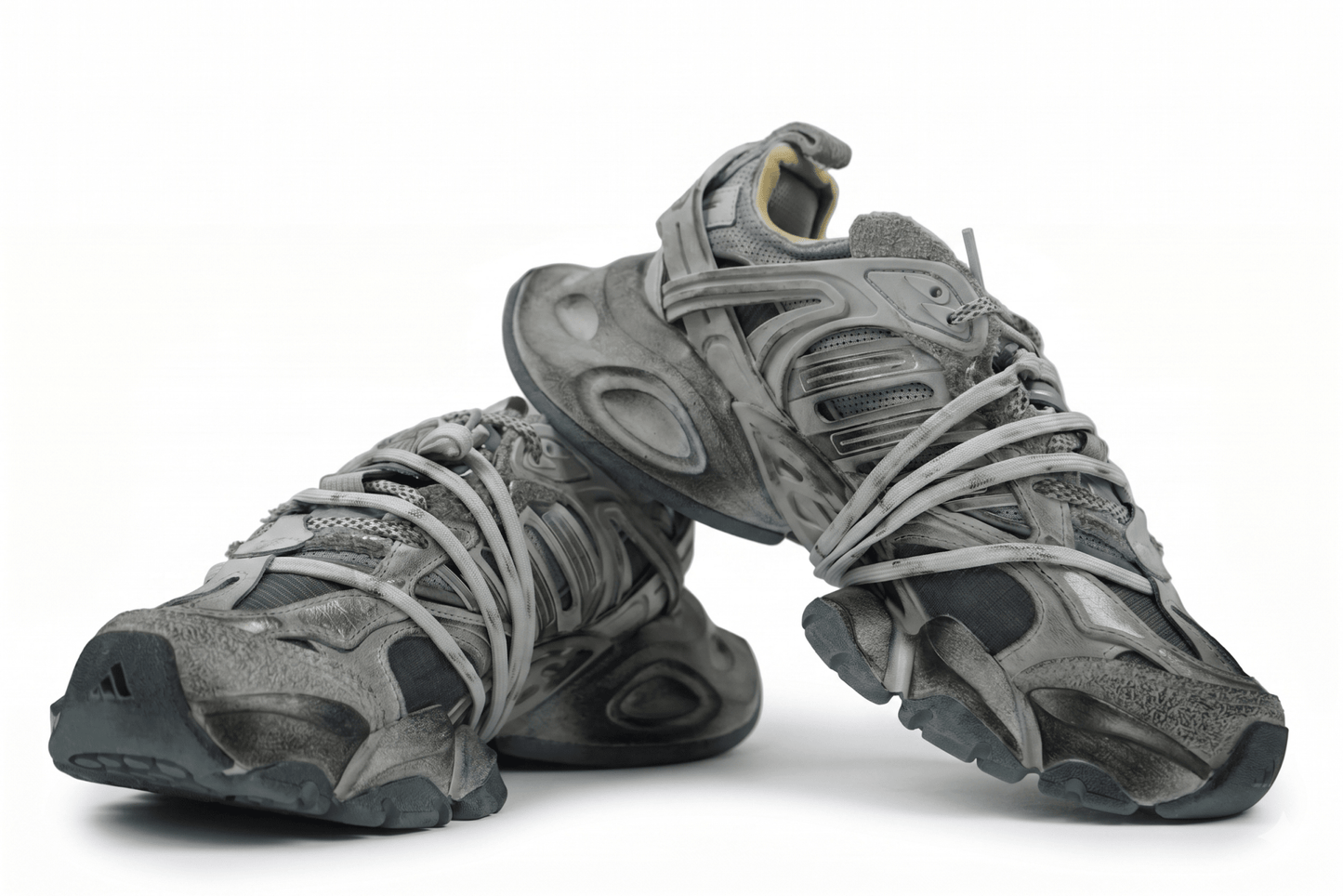 Adidas XLG Runner Deluxe grey mesh upper close-up