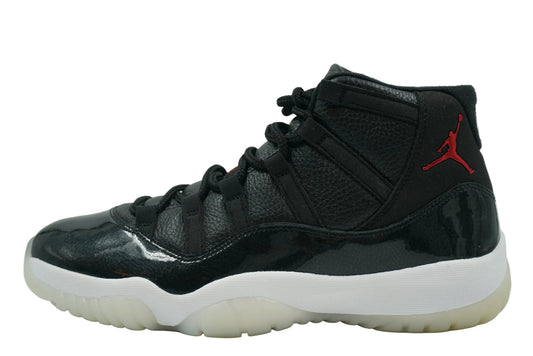 Brand new Air Jordan 11 Retro 72-10 378037-002 in black with iridescent patent leather, side view