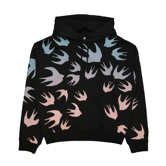 Alexander Mcqueen Doves All Over Black Hoodie - Alexander McQueen - SecondPlace