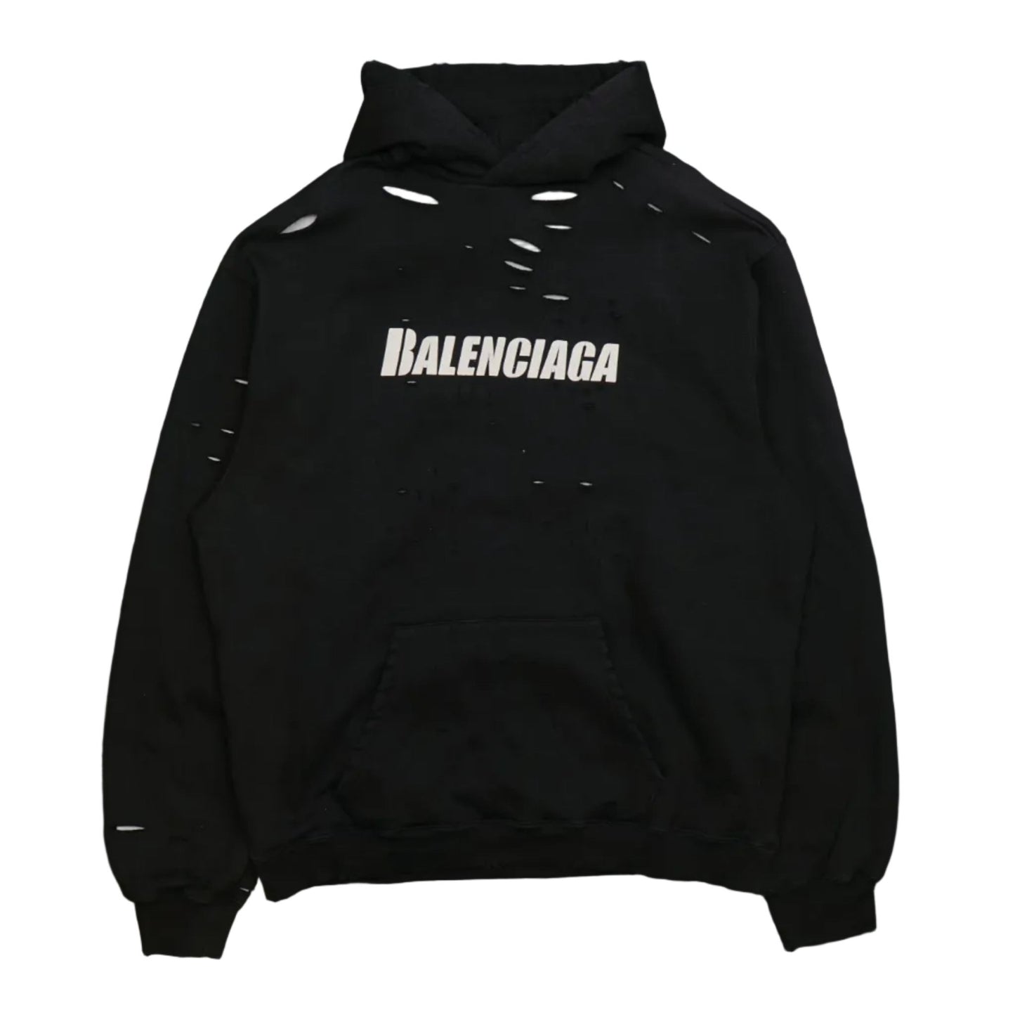 Balenciaga Distressed Black Hoodie - Balenciaga - SecondPlace
