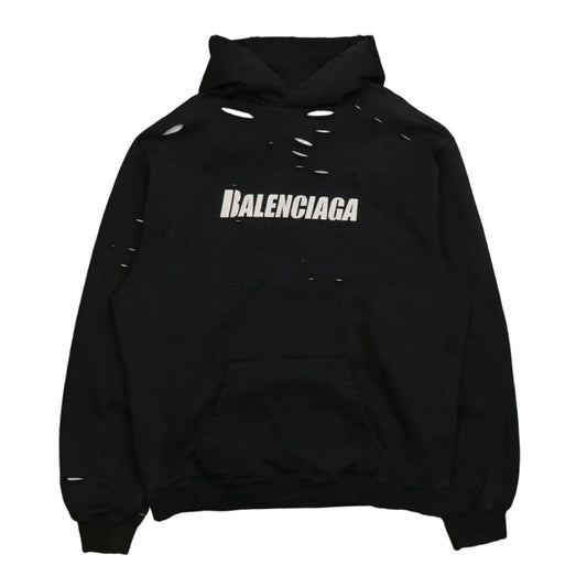 Balenciaga Distressed Black Hoodie - Balenciaga - SecondPlace