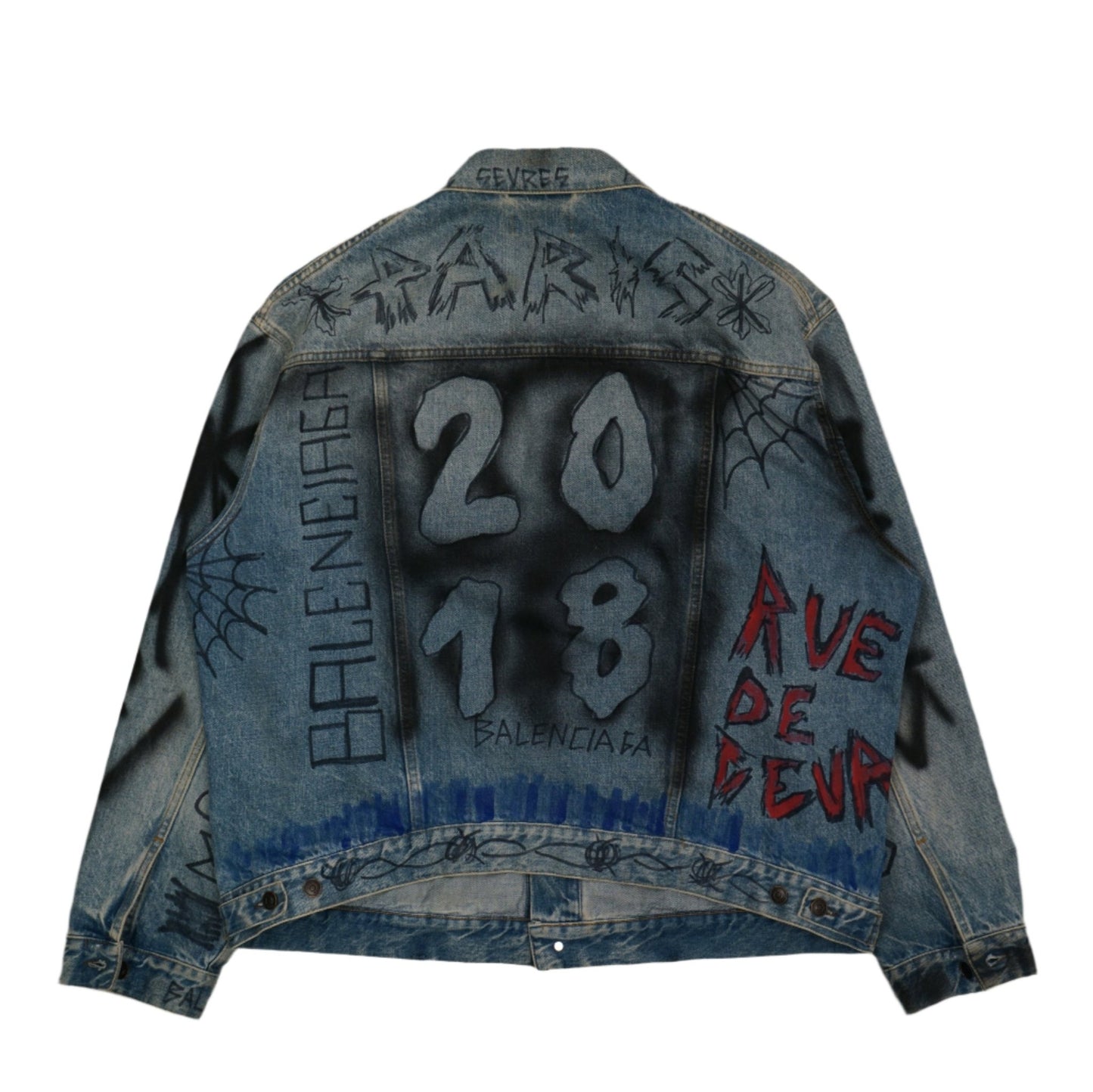 Balenciaga Skater Graffiti Denim Jacket - Balenciaga - SecondPlace