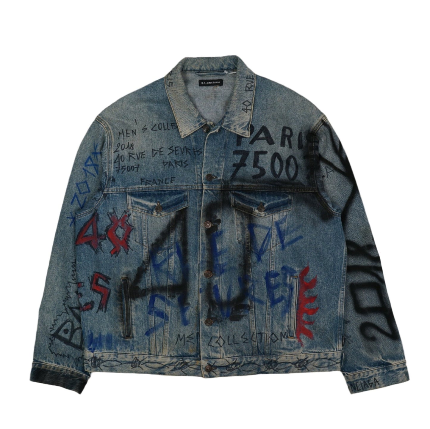 Balenciaga Skater Graffiti Denim Jacket - Balenciaga - SecondPlace
