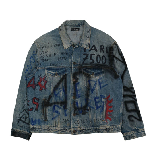 Balenciaga Skater Graffiti Denim Jacket - Balenciaga - SecondPlace