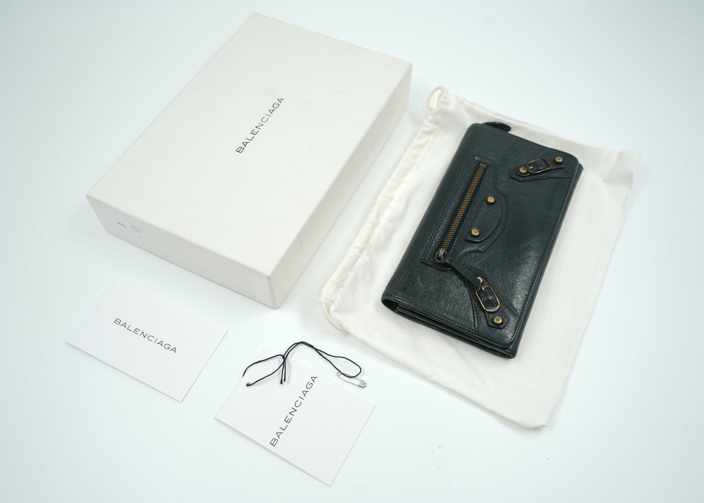 Balenciaga The City Black Leather Long Wallet