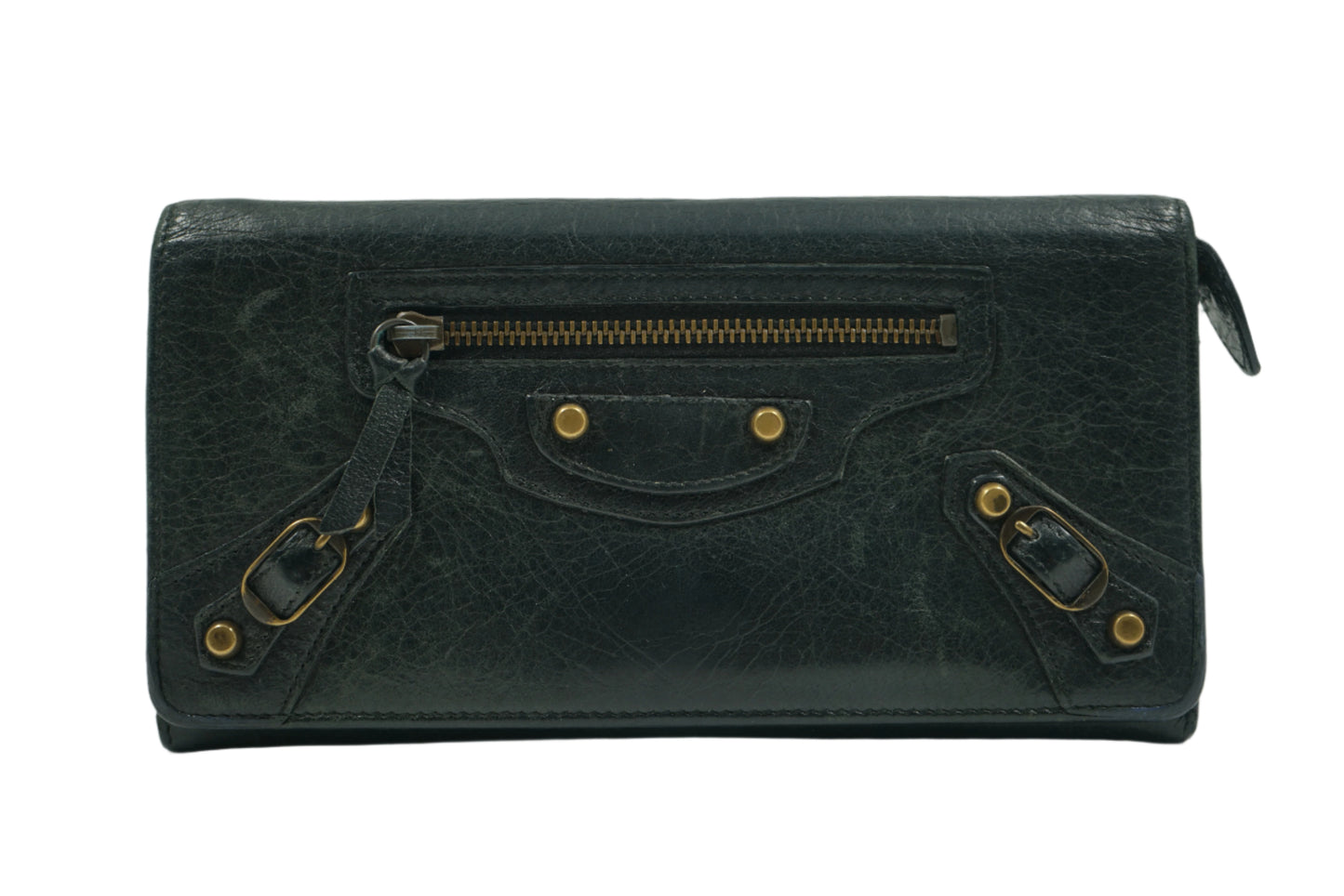 Balenciaga The City Black Leather Long Wallet