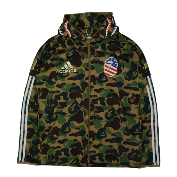 Bape x Adidas Green Camo Shark Hoodie