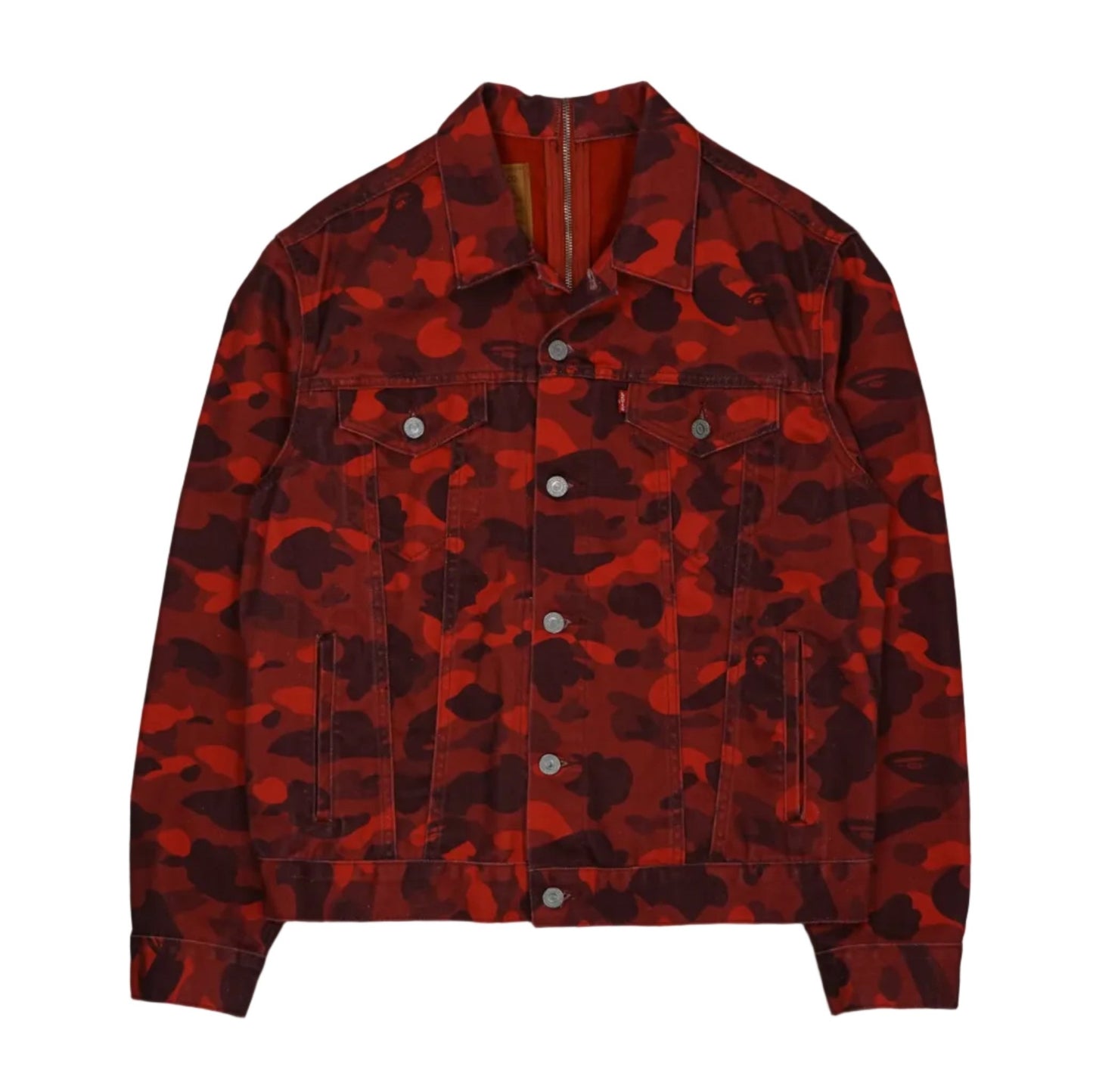 Bape x Levis Red Color Camo Trucker Jacket - BAPE - SecondPlace