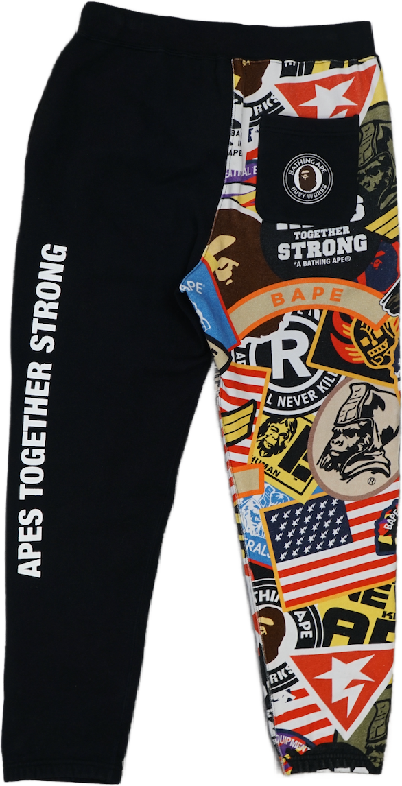 Bape Patchwork Black Sweatpants