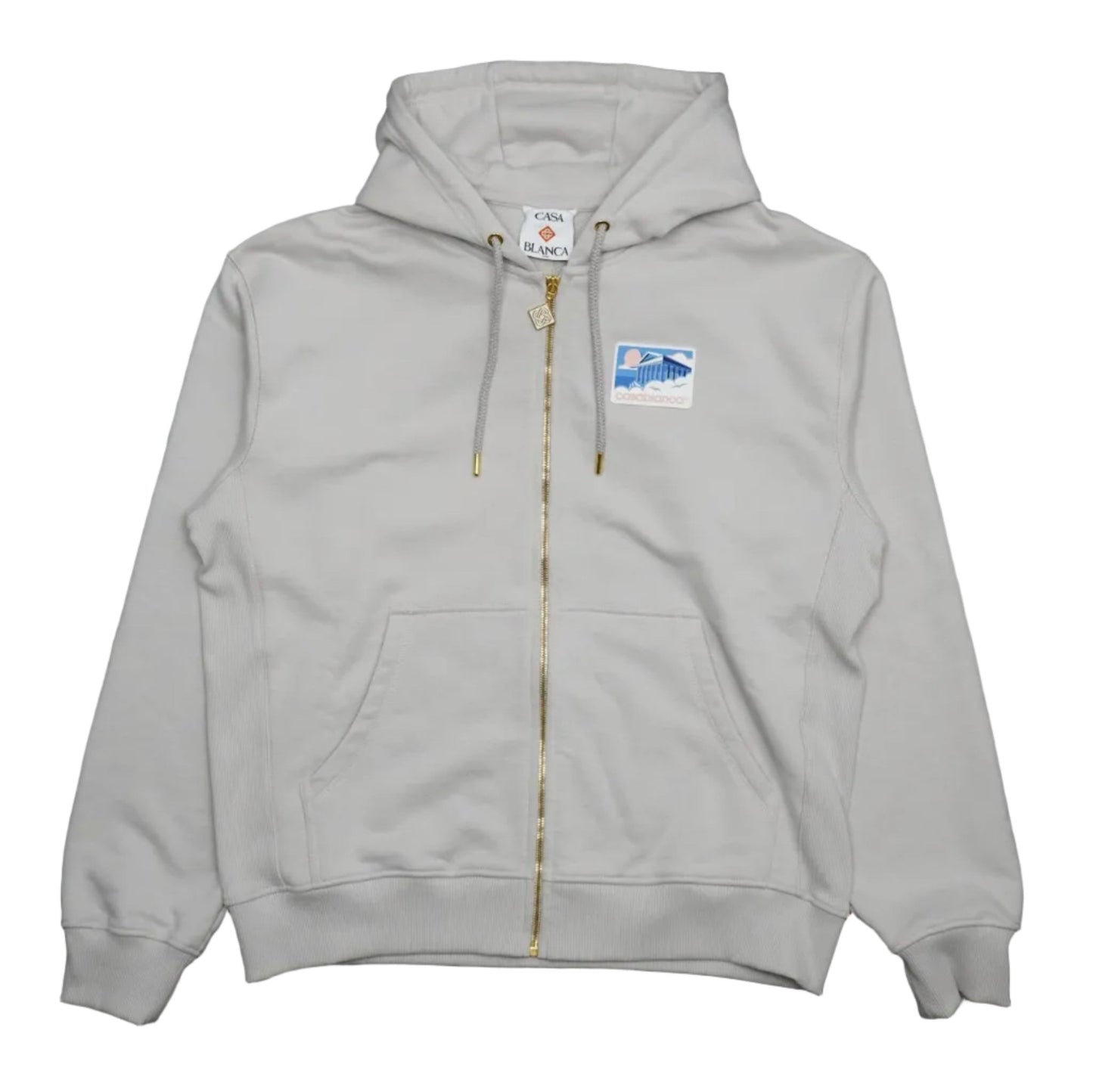 Casablanca Greek Temple Logo Grey Zip Hoodie - Casablanca - SecondPlace
