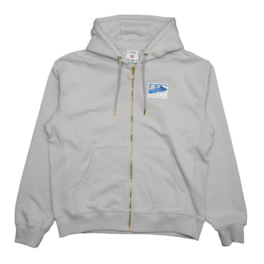 Casablanca Greek Temple Logo Grey Zip Hoodie - Casablanca - SecondPlace
