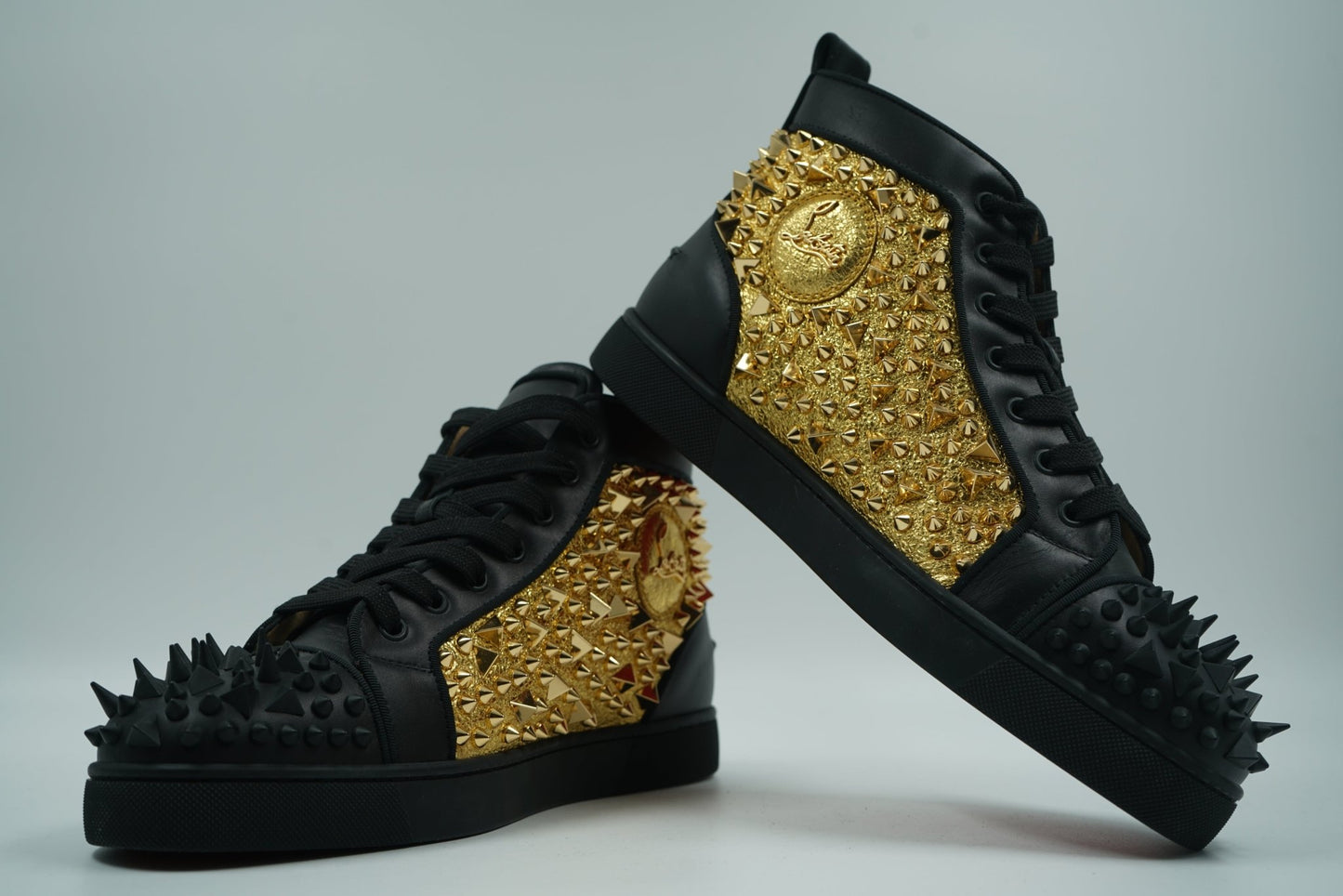Christian Louboutin No Limit High Top Gold Black Sneakers - Christian Louboutin - SecondPlace