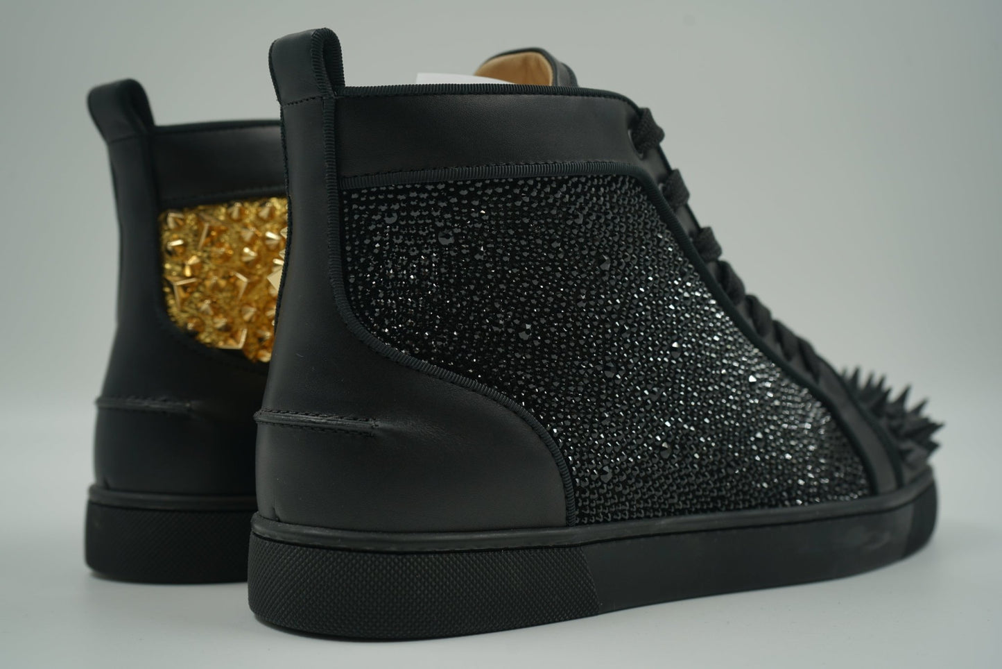 Christian Louboutin No Limit High Top Gold Black Sneakers - Christian Louboutin - SecondPlace