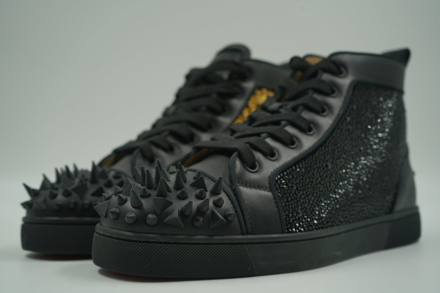 Christian Louboutin No Limit High Top Gold Black Sneakers - Christian Louboutin - SecondPlace