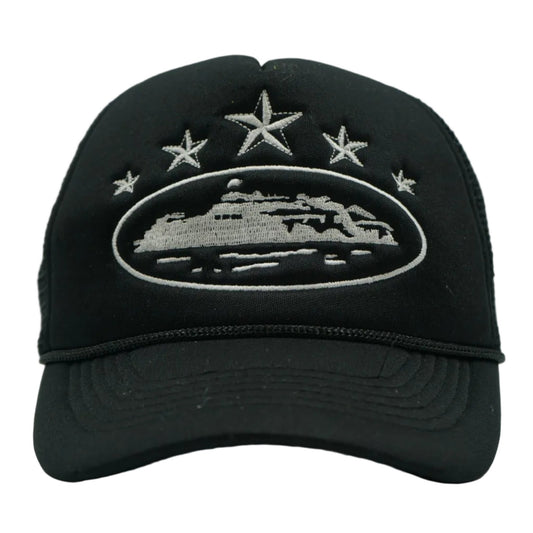 Corteiz 5 Stars Alcatraz Logo Black/White Trucker Hat - Corteiz - SecondPlace