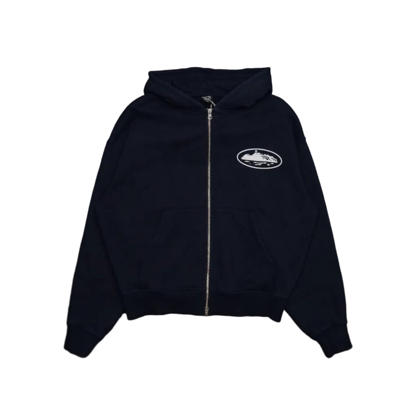 Corteiz Alcatraz Logo Superior Royale Navy Blue Zip Up Hoodie - Corteiz - SecondPlace