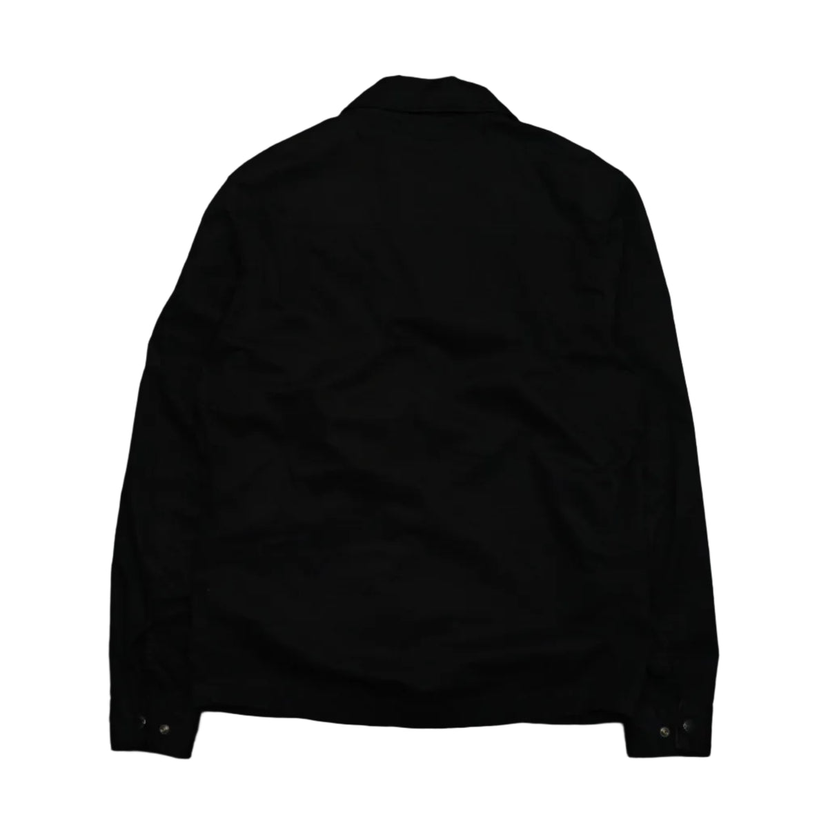 Pre-owned C.P. Company black gabardine overshirt, plain back view with two-button cuffs