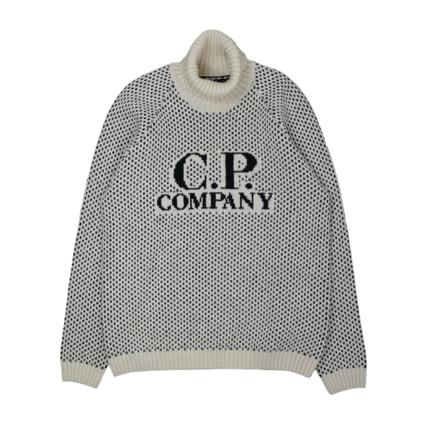 C.P Company Jacquard White Black Roll Neck - C.P Company - SecondPlace