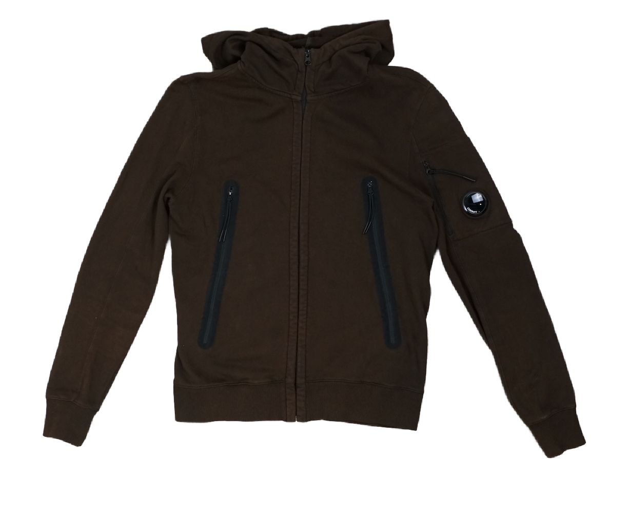 C.P Company Double Zip Brown Hoodie