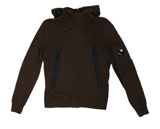 C.P Company Double Zip Brown Hoodie