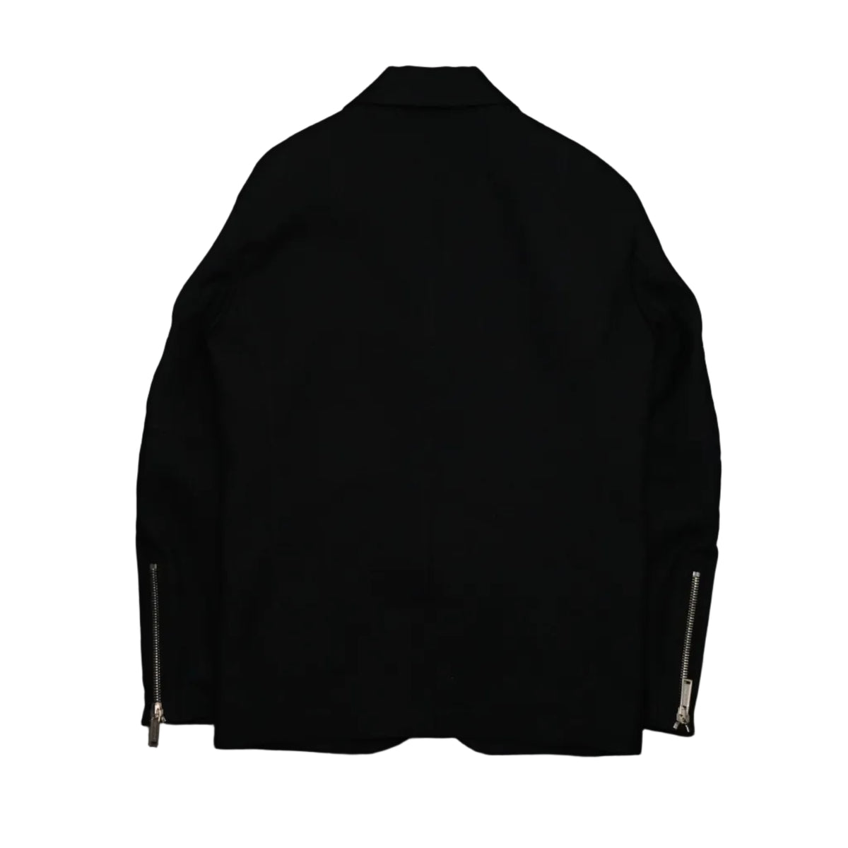 Pre-owned Dsquared2 black biker blazer, back view with long silver zips running up both sleeve cuffs
