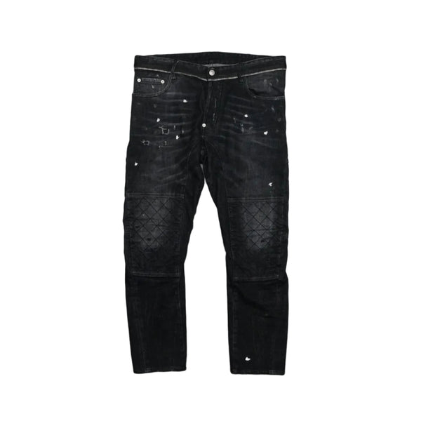 Dsquared2 Tidy Biker Jean Knee Pads Black Jeans