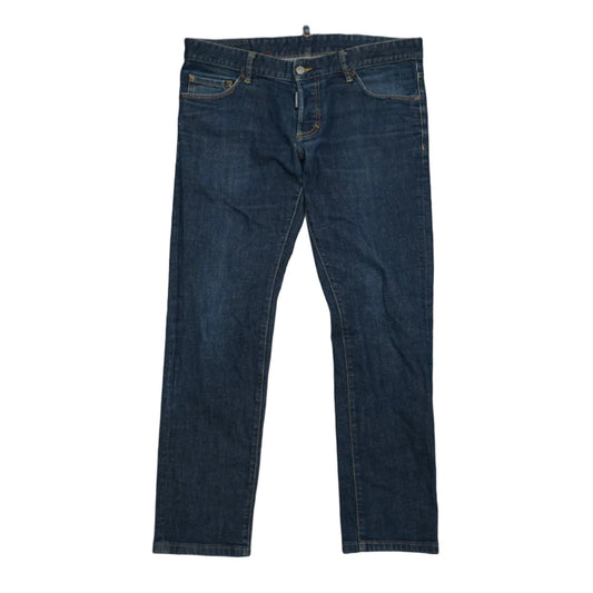 Dsquared2 Blue Mini Logo Plain Blue Denim Jeans - Dsquared2 - SecondPlace