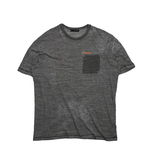 Dsquared2 Chest Pocket Orange Logo Grey T-Shirt - Dsquared2 - SecondPlace