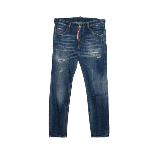 Dsquared2 Skater Jean Big Zip Tag Red Blue Jeans