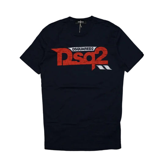 Dsquared2 DSq2 Red Logo Navy Blue T-Shirt - Dsquared2 - SecondPlace