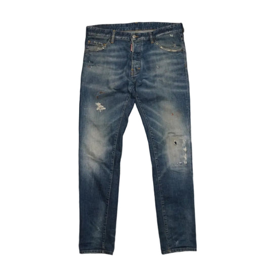 Dsquared2 Orange Splatter Ripped Jeans - Dsquared2 - SecondPlace