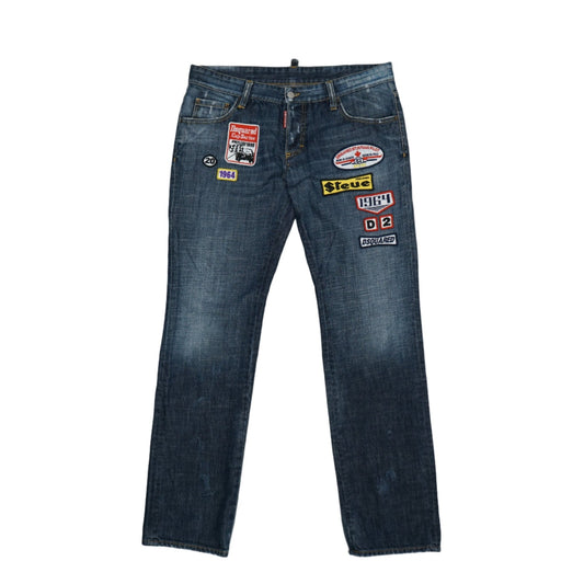 Dsquared2 Patch Logos Blue Denim Jeans - Dsquared2 - SecondPlace