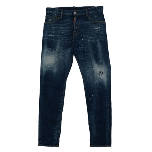 Dsquared2 Sexy Mercury Jean White Stains Blue Denim Jeans - Dsquared2 - SecondPlace