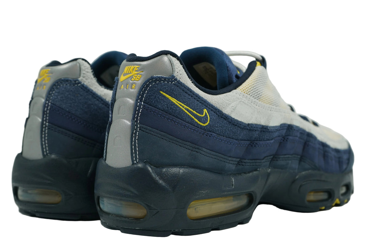Brand new Eric Koston x Nike SB Air Max 95 with yellow Nike SB Air logo on heel and visible Air unit, back view