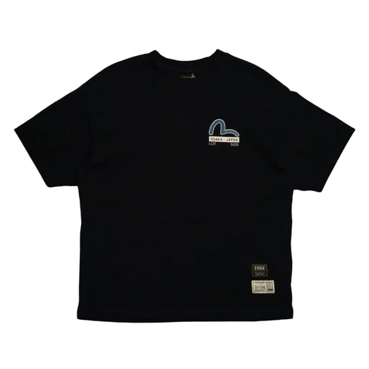 Evisu Osaka Japan Blue Camo Logo Black T-Shirt - Ewisu - SecondPlace