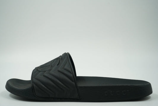 Gucci Black Rubber GG Pool Slides - Gucci - SecondPlace