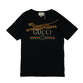 Gucci Embroidered Leopard Logo Black T-Shirt