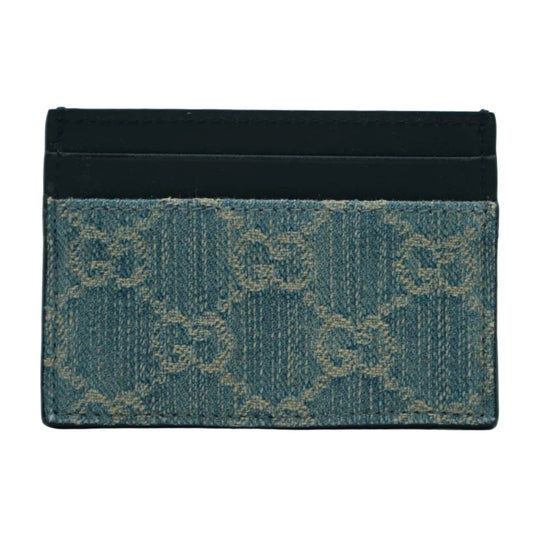 Gucci GG Logo Light Blue Washed Denim Cardholder - Gucci - SecondPlace