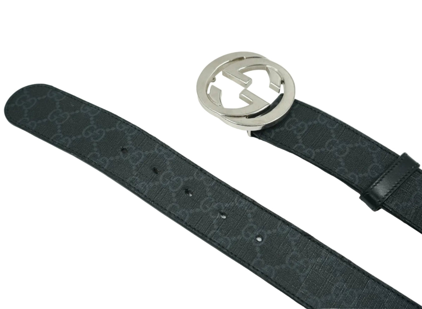 Gucci GG Logo Silver Buckle Black Belt - Gucci - SecondPlace